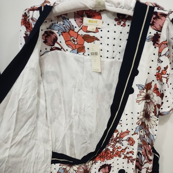 NWT Maeve By Anthropologie Floral Wrap Dress with Black Trim - Picture 10 of 14